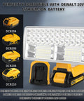 20V Max LED Flood Light For Dewalt Batteries, 40W Portable Work Light shown with compatible battery slots