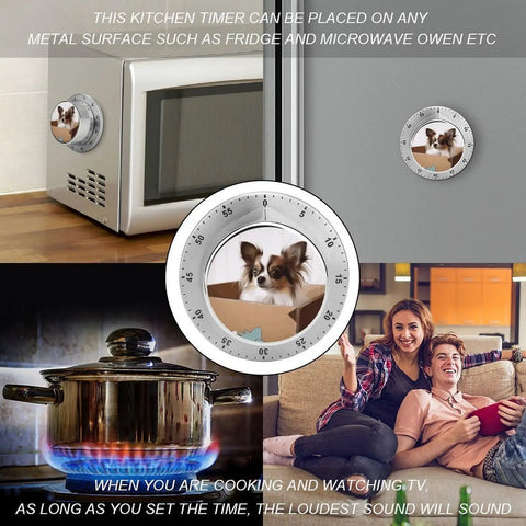Stainless Steel Kitchen Timer With Magnetic Base, Compact 3.1 Inch Dial on microwave, countdown timer for cooking