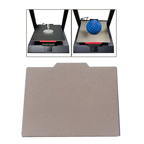 Universal 150x150mm Double Sided PEI Powder Sprayed Magnetic Spring Steel Flexible Build Plate shown on 3D printers