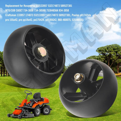 Heavy Duty Deck Gauge Wheel With Bracket Kit For 42 Inch Mower Deck, 5 Inch Wheel Diameter, 2-3/4 Inch Width, 1/2 Inch Center Hole, Hardware Included, Fits Husqvarna AYP Poulan Tractors And Lawn Mowers