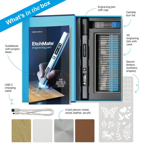 Engraving Pen for Metal, Wood, Glass, Plastic, and All Materials With 31 Pro Grade Bits, Bright LED Light, and 20,000 RPM, kit contents