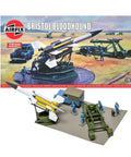 Old-School Bristol Bloodhound 1 to 76 Scale Plastic Model Diorama Kit with 64 pieces depicting missile system and figures
