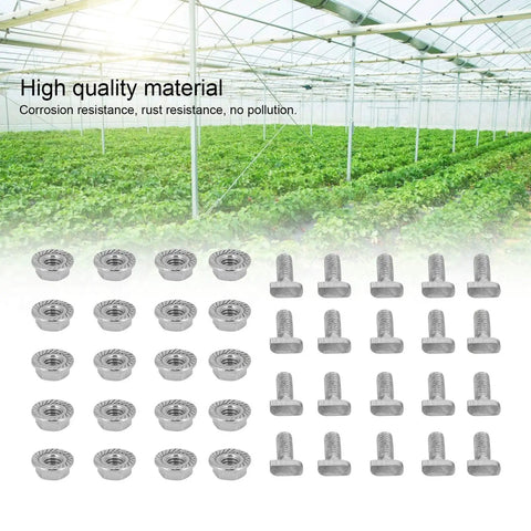 Heavy-Duty M6 Flange Bolts And Nuts Kit In 304 Stainless Steel, 20-Piece Set Of M6 Screws With Flange Nuts For Greenhouse Projects, Durable Hex Bolt Fasteners Hardware, greenhouse bolts and nuts set