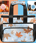 Insulated Picnic Backpack With Lunch Box For Women And Men Portable Tote Keeps Food Fresh, leaf design, Keep Warm and Cold icons visible