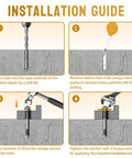 Installation guide showing steps to install Three Eighths Inch Outer Diameter Concrete Anchor Bolts Set With Washer And Nut.