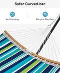 Close-up of Two Person Heavy Duty Hammock With Stand And Padded Cotton, Detachable Pillow, Strong Curved Bar in Dark Cyan