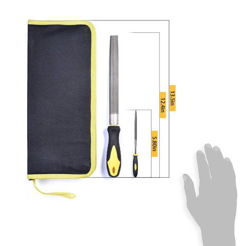 Pro Grade Metal File Set With 12 Needle Files And Storage Bag Including Large Flat File and Steel Brush for Woodworking