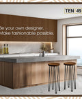 Heavy Duty Hairpin Furniture Leg Set, 34 Inch Industrial Metal Table Legs shown on kitchen bar stools