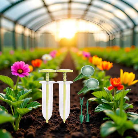 flower seed planter tool Green 6 Piece Seed Dispenser Set For Easy Garden Sowing A Handy Seed Spreader And Planting Tool Kit With Manual Operation Dibber And Widger For