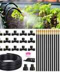 50Ft Drip Irrigation System Garden Watering Kit With 15 360 Degree Adjustable Copper Nozzles For Greenhouse Lawn Raised Beds