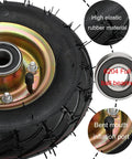 Heavy Duty Pneumatic Caster Wheels Set Of 4 With Brake And Swivel Options 10 Inch rubber tire showing steel hub and full ball bearing.