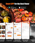Four Probe WiFi Wireless Meat Thermometer With 360 Degree Readable LCD app interface for grilling beef steak