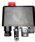 Air Compressor Pressure Switch With Four Port Unloader And On Off Knob 95 To 125 PSI Cut In Out One Pole One Quarter Inch Quick Connect Fitting
