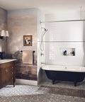 Brantford Collection Traditional Single Post Bathroom Hand Towel Ring in Oil-Rubbed Bronze finish in vintage-style bathroom