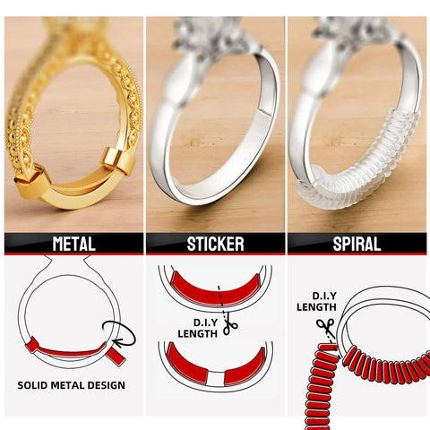 All In One Ring Size Adjuster Kit For Loose Rings With 60 Pack, 16 Sizes And 3 Styles Metal Guards Spacers, Invisible