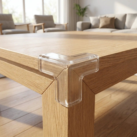 PVC Corner Guards For Furniture Edge Protection Safe Bumpers For Dressers And Tables Easy To Install No Tools Needed Soft Padding Prevents Dings Scratches With Strong Self Adhesive Tape And Scratch Resistant Design on wooden table corner