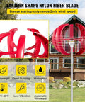 100W 12V 5 Blade Wind Turbine Generator Kit with Controller, red vertical blades, outdoor use, quiet and durable