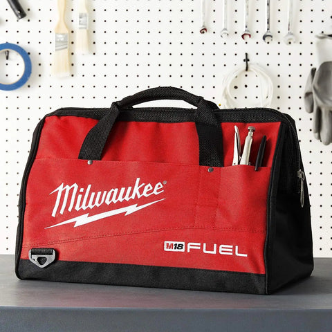 Canvas Tool Bag With Strap, Heavy Duty Jobsite Gear Organizer, 23x12x12 Inch, Reinforced Handles And Bottom For Easy Lugging