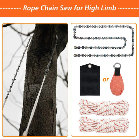 53 Inch High Limb Rope Saw Kit With 68 Teeth On Both Sides, 14Oz Throw Weight Bag, Hand Chainsaw For Thick Trunk Cutting