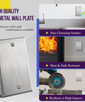 Image of Heavy Duty Stainless Steel Blank Wall Plate 1 Gang 4.50 by 2.76 Inches, demonstrating cleaning, heat resistance, and impact resilience.