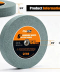 Heavy Duty Six Inch Sixty Grit Silicon Carbide Grinding Wheel with 1/2 inch arbor for bench grinders and metal polishing.