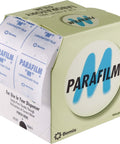 All Purpose Lab Film For Tight Glassware Seals And Moisture Locking Power, 4 Inch Wide By 125 Foot Roll, Semi Transparent, Odorless, Non Toxic, 200 Percent Stretch, Keeps Samples Fresh And Prevents Moisture Loss And Data Tampering, Parafilm box