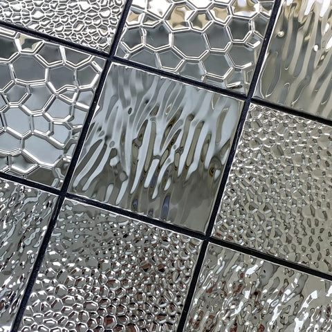 Stainless Steel Peel And Stick Backsplash Tiles 10 Sheets 3D Carven Silver Easy Self Adhesive Wall Decor For Kitchen Bathroom And Fireplace