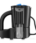 Electric Countertop Glassware Polisher Straight Up Makes Cleaning Your Favorite Tumblers A Total Game Changer side view with blue cleaning pads.