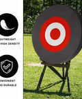 9 Inch Round EVA Foam Archery Target For Backyard Practice on stand, red and white center, lightweight and durable