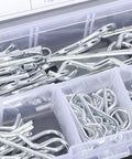 100Pcs Cotter Pins Assortment Kit With Storage Box Carbon Steel Split Pin Clips For Automotive Tractor Hitch And Machinery Fastening Needs Heavy Duty Garage Ready Must Have, assorted sizes in box