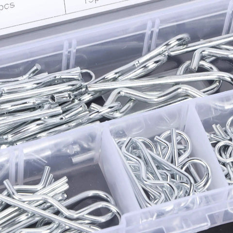 100Pcs Cotter Pins Assortment Kit With Storage Box Carbon Steel Split Pin Clips For Automotive Tractor Hitch And Machinery Fastening Needs Heavy Duty Garage Ready Must Have, assorted sizes in box