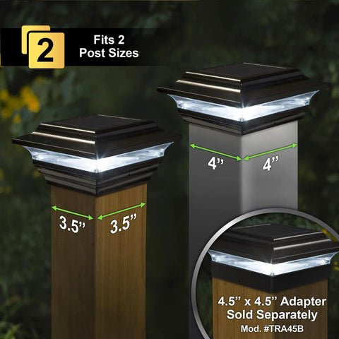 Black Solar Post Cap For 4x4 And 3.5x3.5 Posts With Auto On At Dusk Keeps Your Deck Lit All Night High Performance LED