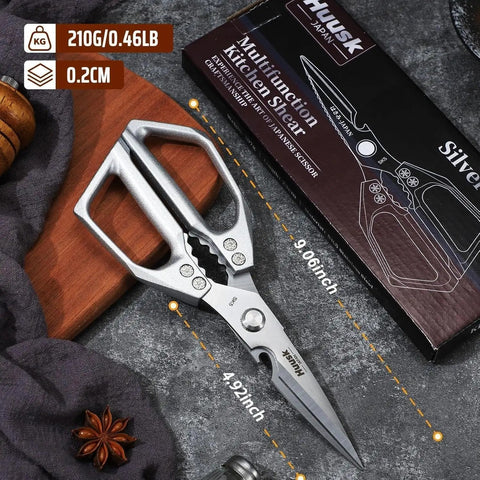 Kitchen Scissors For All Purpose Food Prep, Stainless Steel Kitchen Shears With Sharp Precision, Your Handy Multipurpose Cutting Tool For Poultry, Herbs, And Everyday Kitchen Tasks, 9-inch silver shears in box