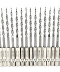 Workhorse Heavy Duty 16 Piece Parabolic Flute Drill Bit Set For Wood Number 6 Size Ninety Sixteenths Inch Tapered Countersink Hss M2 Grade Steel Kit displayed in a compact formation.