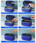 Instructions for using No Fuss 45KHz Ultrasonic Cleaner Tank for Jewelry Glasses Retainers and Dentures. Steps for cleaning.