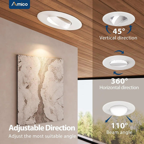 Killer Brightness 6 Inch Gimbal Eyeball Led Recessed Can Light 12 Pack 360 Rotate Tilt 5 Cct Adjustable Hella Flexible Spotlight Retrofit Trim Kit For Accent Lighting