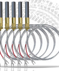 Five-pack thermopile sensors with braided stainless cables and brass fittings, front view.
