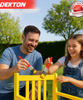 Father and daughter painting a chair with Five Piece Paint Brush Set With Durable Synthetic Bristles For All Paint Types