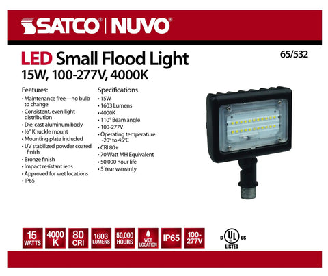 Heavy Duty 16 Pack LED Outdoor Flood Lights 15 Watt 4000K Bronze Waterproof Housing with impact resistant lens.