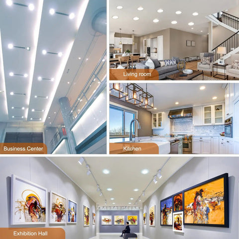 DAYBETTER 6 Inch 5 CCT Led Recessed Ceiling Light with Junction Box, 2700k/ 3000k/ 3500k/ 4000k/ 5000k, 1050lm used in business center, living room, kitchen, and exhibition hall.