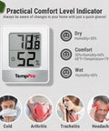 3 Pack Digital Hygrometer Kit With Indoor Outdoor Temperature And Humidity Monitor, weather station with comfort level icons