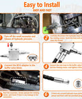 Installation steps for Cushion Valve Kit for Small Excavators with 1/4 Inch Hoses and M14 Thread, showing parts and connections.