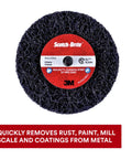 Extra Coarse Metal Rust And Paint Stripping Disc For Roloc Plus Attachment, 4 x 0.5 inch, high speed, low vibration, label view