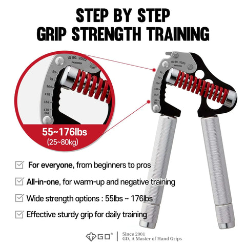 Adjustable Grip Strength Trainer With Handle Extensions From 55 To 176 Lbs For Hand And Forearm Strength diagram