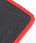 Flexible Magnetic Tool Mat 3 Pack PVC Coated For Auto Maintenance And Home Organization On Workbench And Metal Rack Strong Magnetic Surface Keeps Screwdrivers Bolts Nuts Sockets Secure black mat with red edge trim close-up