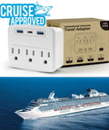 Foldable Travel Power Strip With USB C Outlets Non Surge Protector 3.4A Total Multi Plug Wall Socket Go To Cruise Essentials