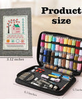 DIY Embroidery Stitch Book Kit With 106 Illustrated Stitches, open sewing tool kit with colorful threads and embroidery patterns.