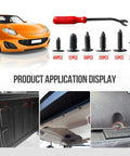 Street Legit 146 Piece Nylon Auto Body Clips For Bumper Shield Retainers Fender Flare Fasteners And Rocker Moldings With Easy Pull Tool shown with assorted clips and application examples.