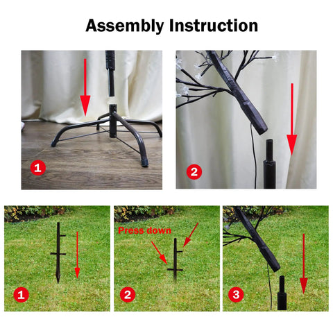Assembly instructions for 6 Foot Solar Cherry Blossom Tree Light With 200 LED Purple Lights That Look Lit For Garden Patio Yard Outdoor