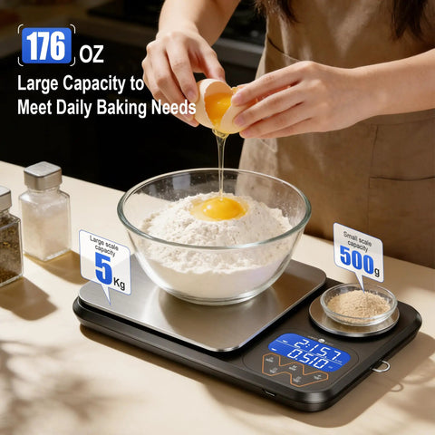 Dual Platform Kitchen Scale With 0.01g Precision And 5Kg Capacity Rechargeable Digital Scale For Grams And Ounces